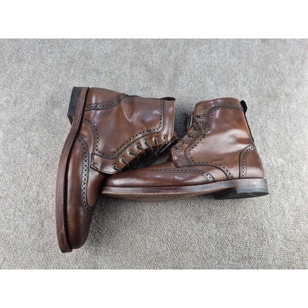 Allen Edmonds Dalton Boots Men Sz 9.5D Brown Wingtip Handmade in USA Shoe Tree